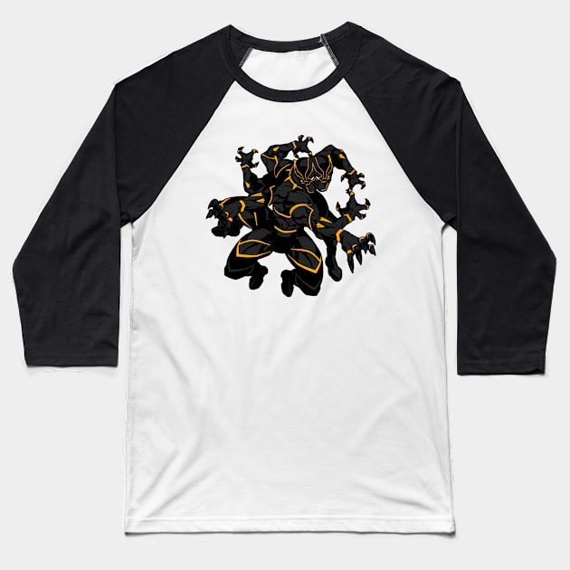 Black Panther - Gold Baseball T-Shirt by AlternateRealiTEE